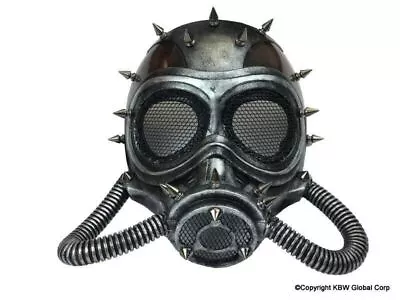 KBW Silver Steampunk Gas Mask With Spikes Adult Halloween Party Mask • $18.99