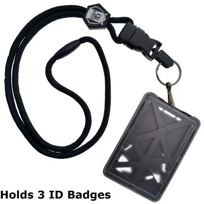 Specialist ID 3 Card Heavy Duty Plastic Badge Holder With Lanyard - Top Load • $10.99