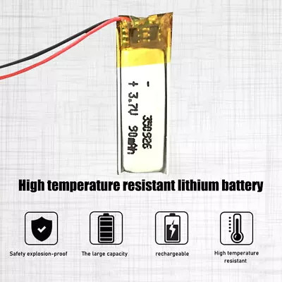 90mAh 3.7V Lithium Polymer Li-Po Li Ion Rechargeable Battery 350926 MP4 MP5 GPS • £6.49
