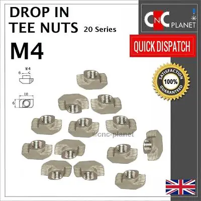 M4 Drop In Tee Nuts T-Nut 2020 Aluminium Extrusion Profile T-Slot V-slot CNC 3D • £3.49