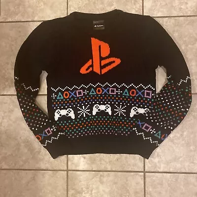 $25 • Buy Boys Playstation Sweater Sz L 14/16 Christmas Sweater PS Sweater