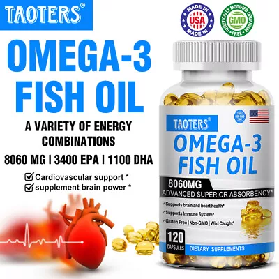 OMEGA-3 Fish Oil 8060MG-High Absorption Rate-30to120 Capsules • $18.01