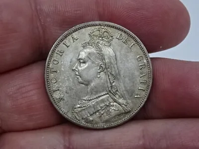 £124.95 • Buy Antique 1887 Victoria / Victorian Silver Half Crown Coin - Nice Detail 