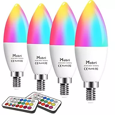 Mobri E14 Candle LED Light Bulbs 5W Colour Changing With Remote Control 40W • £23.24