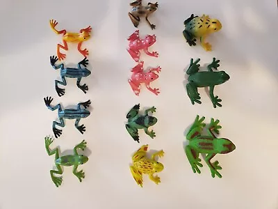 Lot Of 12 Tropical Frogs Miniature Animal Figures • $14.50