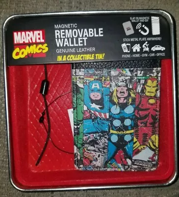 NIP Marvel Comics Classic Art Magnetic Removable Wallet Genuine Leather With Tin • $19.99