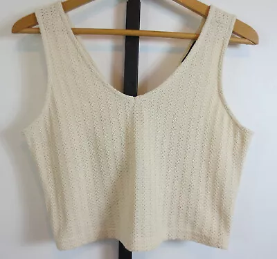 Papermoon Knit Twist Back Crop Tank Top Womens Size Large Cream Ivory • $13.99