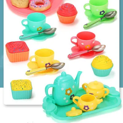 £8.15 • Buy Kids Plastic Tea Toys Set Children Pretend Play Role Teapot Cups Saucers Bowl