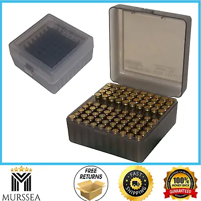 MTM 100 Round Flip-Top Rifle Ammo Box Medium Snap-lock Latch  Clear Smoke  • $11.95