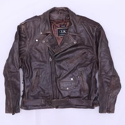 C5527 VTG Leather King Live To Ride Brown Thinsulate Motorcycle Jacket Size 48 • $39.99