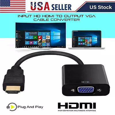 HDMI Male To VGA Female Adapter Converter Cable For Video HDTV DVD TV PC 1080P • $3.55