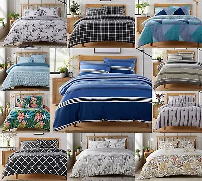 Printed Duvet Cover Set 100% Polyester Quilt Bedding Sets Single Double King • £9.95