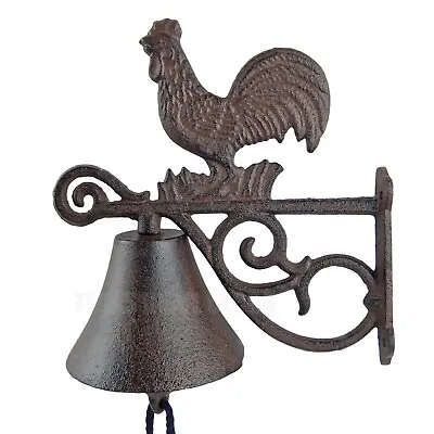 Rooster Scrolls Farm Dinner Bell Cast Iron Wall Mounted Rustic Country Western • $34.95