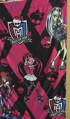 Monster High Doll Curtain Pink Black Window Drapes 1 Panel Mattel 40”x64” • $16.98