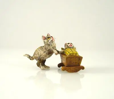 Vienna Bronze CAT Mother With Kitten In Cradle Bermann Cold Painted Austria • $124.99