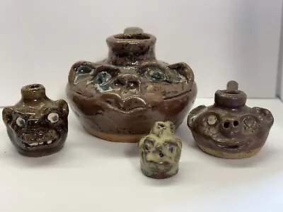 Marie Rogers Face Jug Pottery Lot Of 4 - 1 1/4  To 3  • $295