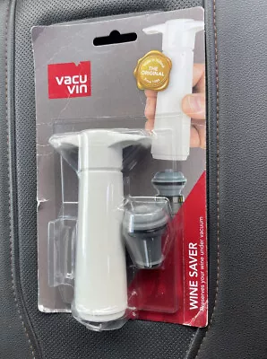 Vacu Vin Wine Saver Pump With Rubber Click Stopper White * NEW • $11.95