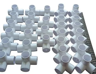  16 Pack 1-1/4  3 Way Elbow Connector & 16 Pack 1-1/4  4 Way PVC Corner Fittings • $40