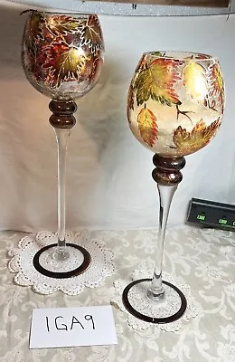 Custom Hand Painted Mercury Cracked Stemmed Goblet. Thanksgiving Table Deco (2) • $21.95