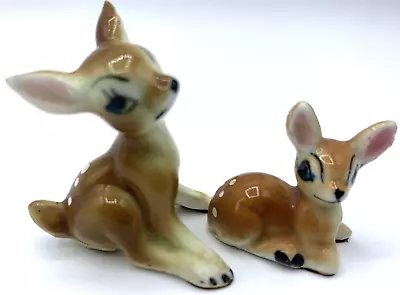 Bone China Deer Fawn Miniature Figurine Set Sitting Laying Down Vintage • $11.50