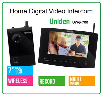 UNIDEN UWG700 Home Digital Wireless 7” Video Intercom • $489.90