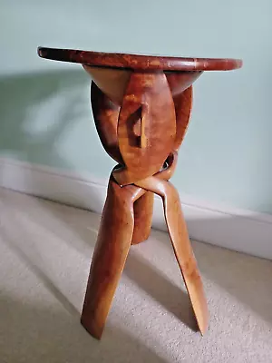 £79 • Buy Solid Thuya Wood Hand Carved North African Interlock & Folding Tripod Table VGC