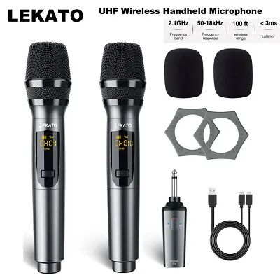 LEKATO 2PCS Karaoke Microphone Machine Wireless Speaker UHF Mic System Receiver • $82.99