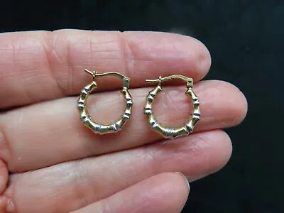 Vintage Two Tone Sterling & Gold Wash Small Hoop Earrings Pierced • $17.99