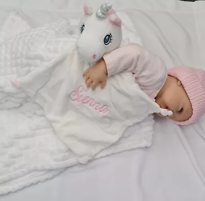Personalised UNICORN Baby Comforter Snuggle Blanket Cubbie New Baby Birth Gift • £11.99