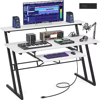 47'' Music Studio Desk With Power Outlet Studio Desk For Music Production R... • $230.85