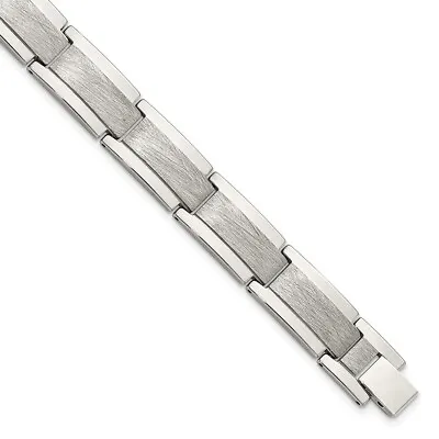 Men's 12.5mm Tungsten Polished & Scratch Finish Link Bracelet 8.25 In • $183.98