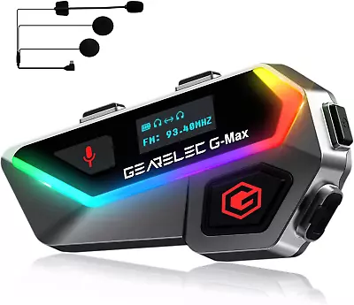 GEARELEC Motorcycle Bluetooth Headset V5.2BT HiFi Stereo Sound??Screen And RGB 6 • $59.99