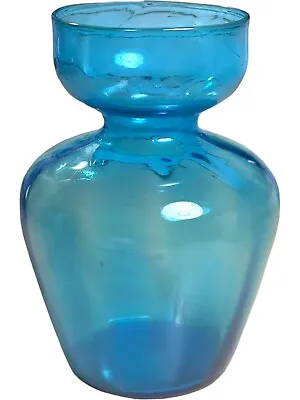 Vintage MCM Blown Glass Turquoise Blue Hyacinth Forcing Starter Vase 5.5  Tall • $16.09