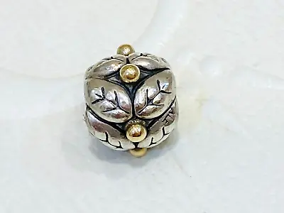 $85 • Buy Authentic Pandora Silver 14ct Two Tone Gold Holly Leaves Charm 790499 Retired