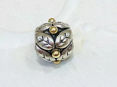 Authentic Pandora Silver 14ct Two Tone Gold Holly Leaves Charm 790499 Retired • $85