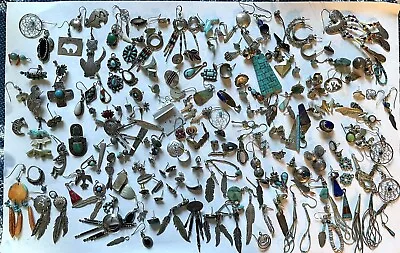 Sterling Silver Native American Repair Vintage Single Earrings Lot 328  Grams • $149