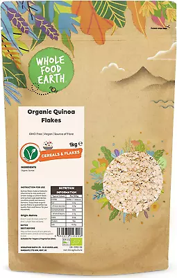 Wholefood Earth Organic Quinoa Flakes â€“ 1 Kg | GMO Free | Vegan | Source Of | • £18.64