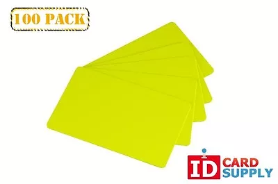 Pack Of 100 Yellow CR80 Standard Size PVC Cards | 30 Mil Thickness By EasyIDea • $19.99