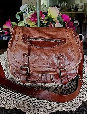 Tano Leather Messenger Bag Distressed Brown Vintage Flap Crossbody Large Unisex • $9.99