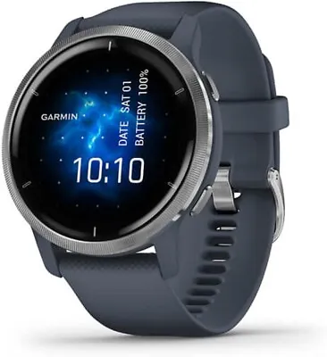 BRAND NEW - Garmin Venu 2 GPS Smart Watch - Silver Bezel With Granite Blue Band • $438