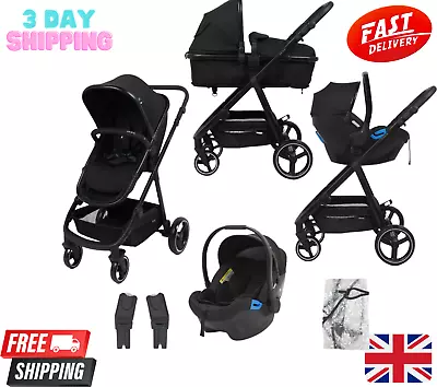 Origin Pram Travel System 3in1 Pushchair Stroller Car Seat Carry Cot Rain Cover • £298.46