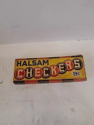 Vintage Halsam Wooden Checkers Set No 145W 24 Pieces - USA • $12