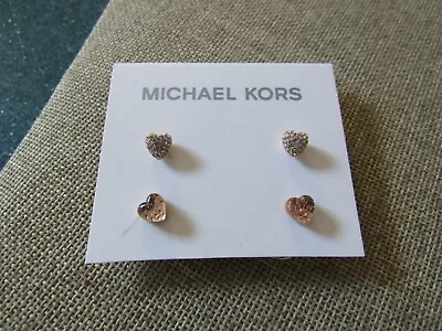 Michael Kors Rose Gold-tone 2-pc. Set Pavé Heart Stud Earrings • $34.99