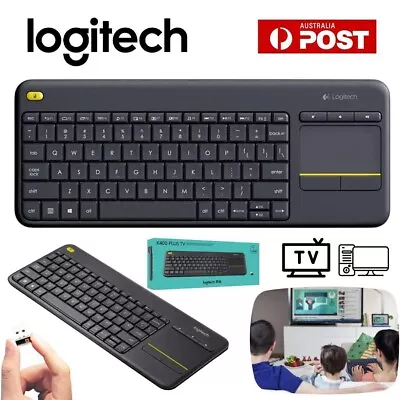 Logitech K400 PLUS Wireless Touch Pad MEDIA Keyboard Cordless Touchpad *NEW* • $65