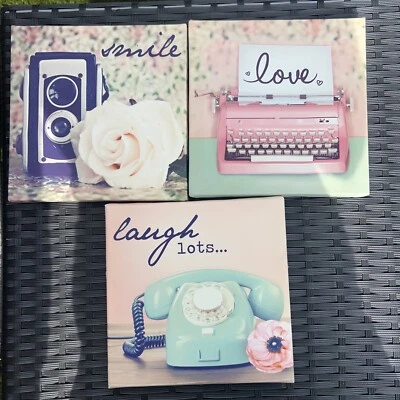 £4 • Buy Canvas Wall Art - Live Laugh Love 3 Piece 20cm X 20cm