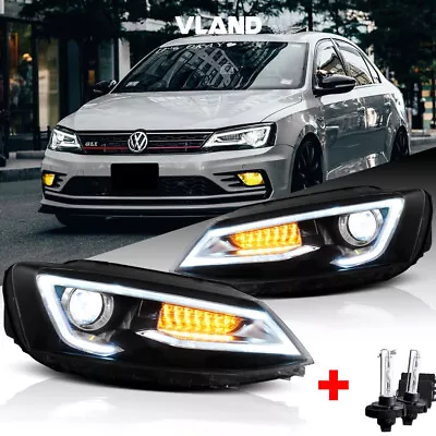 VLAND LED Headlights+D2H HID Bulbs For 2011-2018 Volkswagen VW Jetta Mk6 Sedan • $448.98