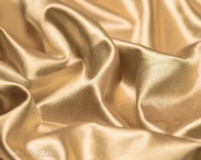 £13.54 • Buy Champagne 4 Way Stretch Silky Satin Fabric By Yard Thick Satin