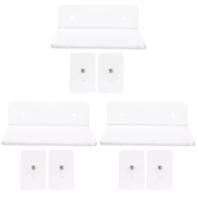  3 PCS Acrylic Storage Rack Versatile Bracket Wall Mount Shelf • £18.98