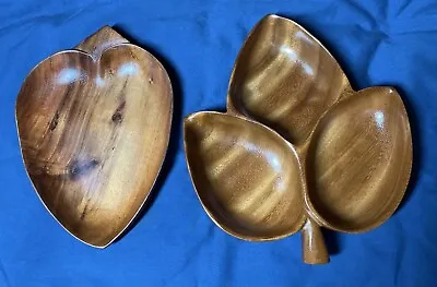 2-Hawaiian Wood Bowls Hand Crafted Divided Leaf Monkey Pod And Koa Wood • $27