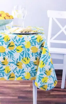  Mainstays PEVA Vinyl Tablecloth Rectangle 60  X 102 -Lemons/Blue Floral NEW • $17.10